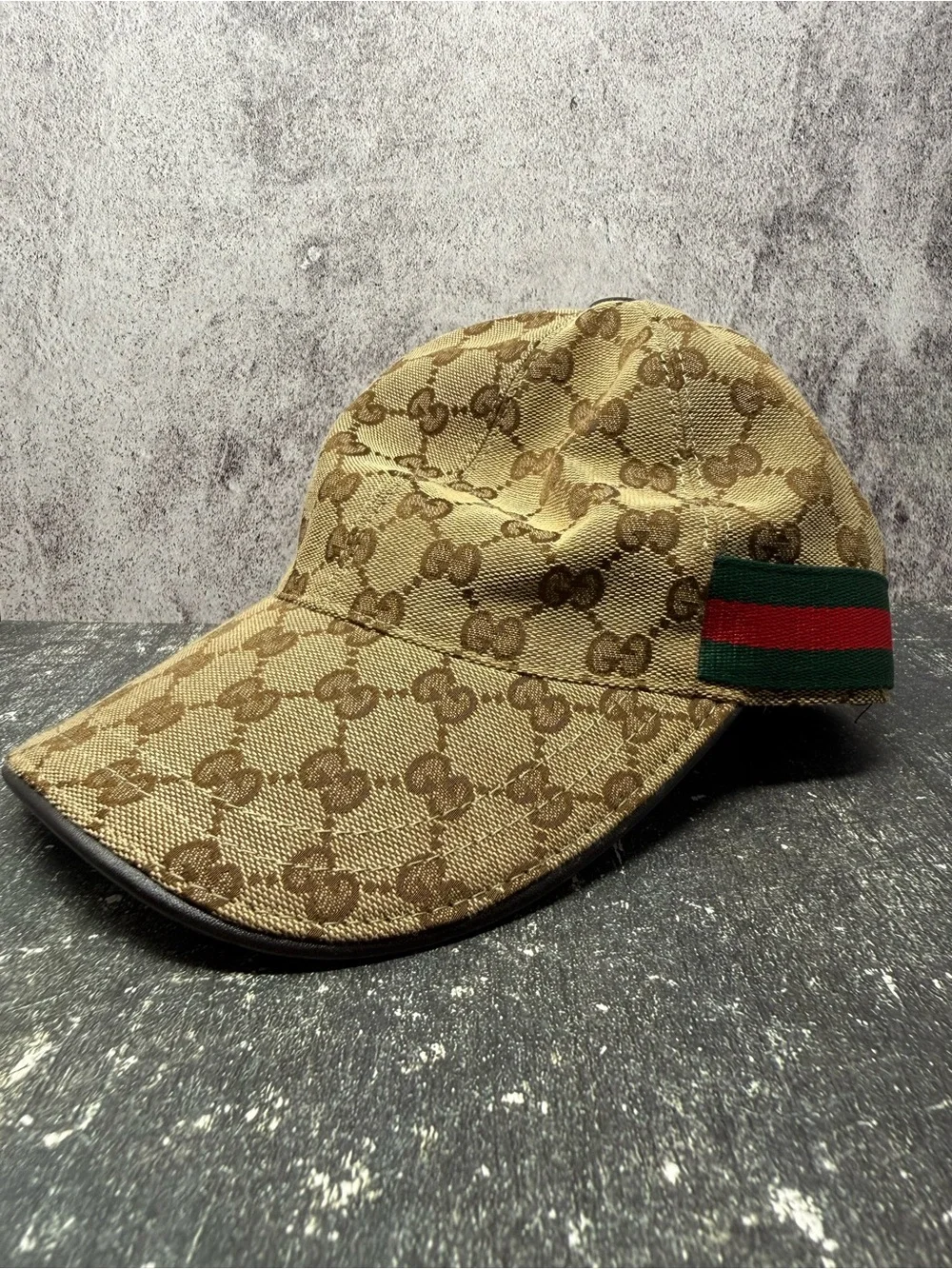 Gucci Hat Cap Baseball Cap GG Canvas Sherry Line Beige Size XL Unisex Authentic